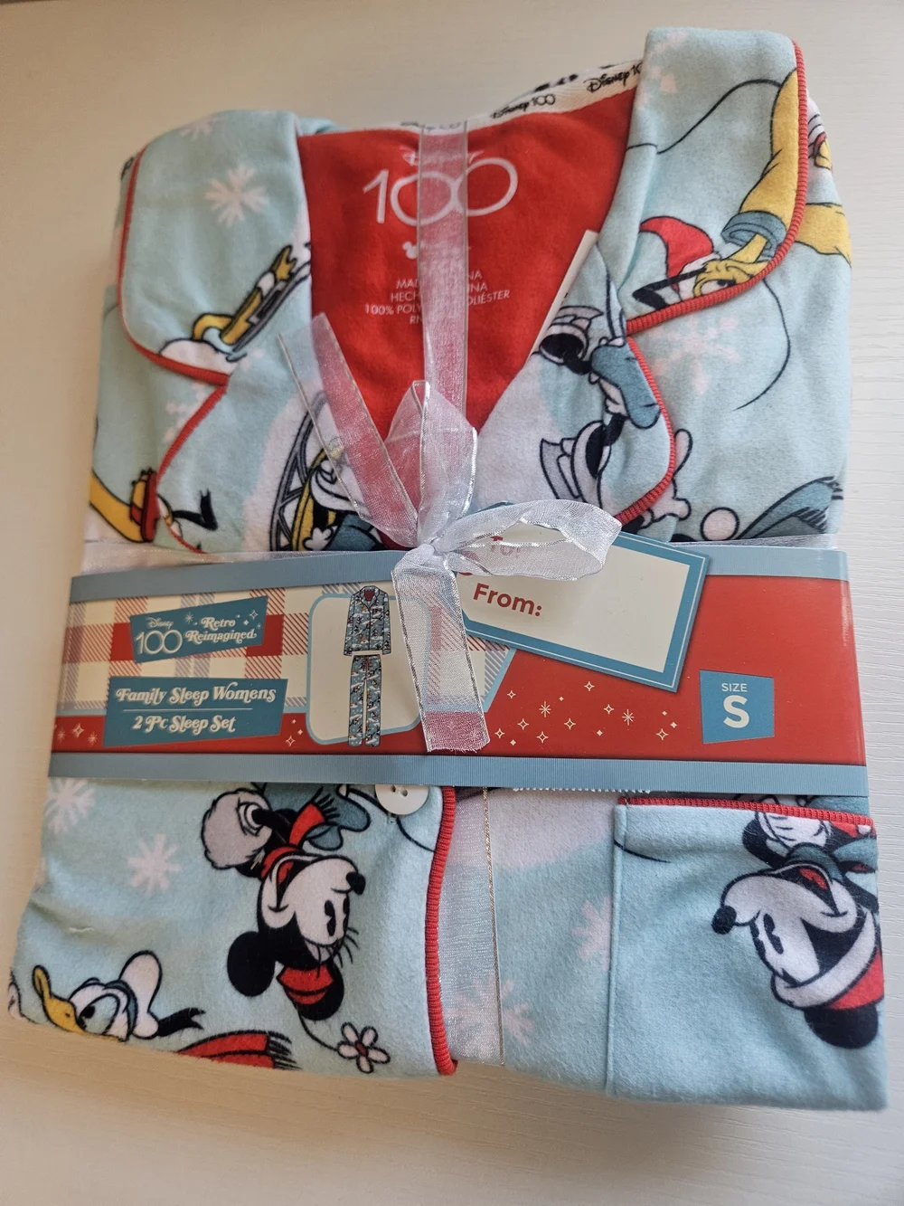 Disney Light Blue Mickey & Friends Fleece 2-Piece Pajama Set with Red Trim - Picture 2 of 6